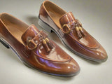 brown leather men's dress shoes side shot